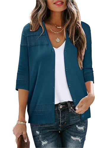 Blue Sweaters for Women Crochet Cardigan V Neck Casual Lightweight M by ONLYSHE - Used condition - Image 4