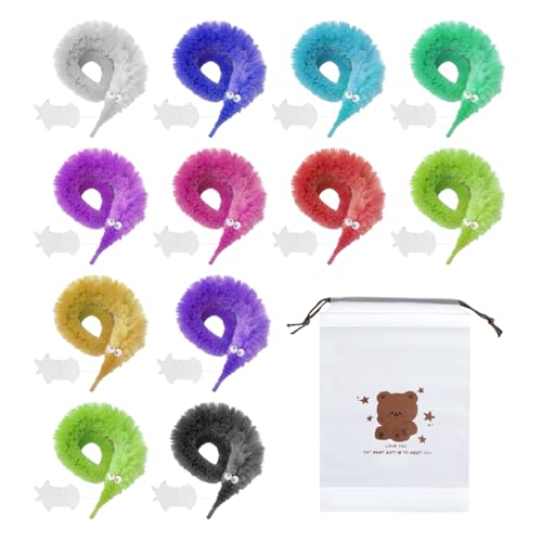 UDNFHL 12 Piezas De Juguetes para Orugas Y Bolsa De Almacenamiento De 1 Pieza, Accesorios De Espectáculo De Magia, Juguetes Creativos De Felpa, Regalos De Fiesta.