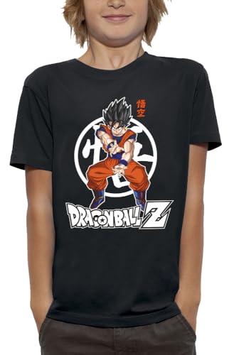 Dragon Ball Z T-Shirt, Sangoku Design Manga Anime, Noir, Kamehameha, sous Licence Officielle DBZ (FR/ES, Âge, 10 Ans, Taille Normale, Noir)