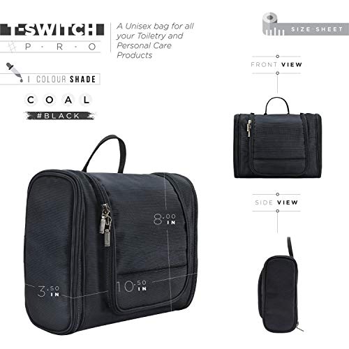 Image of FATMUG Travel Toiletry Kit Organizer Hanging Dopp Kit for Men Large Cosmetics Pouch for Women-Black