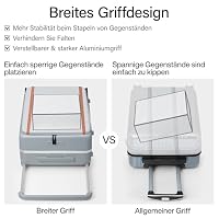 Hanke Handgepäck Koffer Breiter Griff mit 360°-Spinnerrändern Frontöffnung Koffer mit TSA-Schloss PC & Aluminium Hartschalenkoffer 49cm(46L), Grau – Ansicht 4