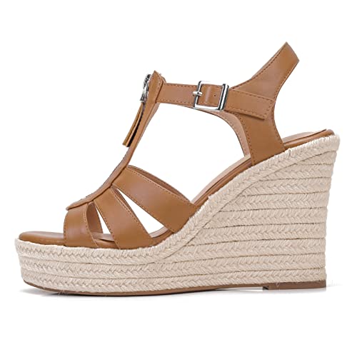 Women's Classic Summer Platform Dress Sandals Wedge Ankle Strap Round Open Toe Sandals Comfy Sloping High Heels for Women Casual Beach2