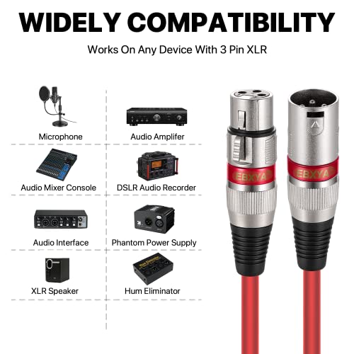 Ebxya E10 Xlr Cable 25 Ft 10 Pack 3 Pins Balanced Xlr Microphone Cable Male To Female Suitable For Audio Mixer thumb #2