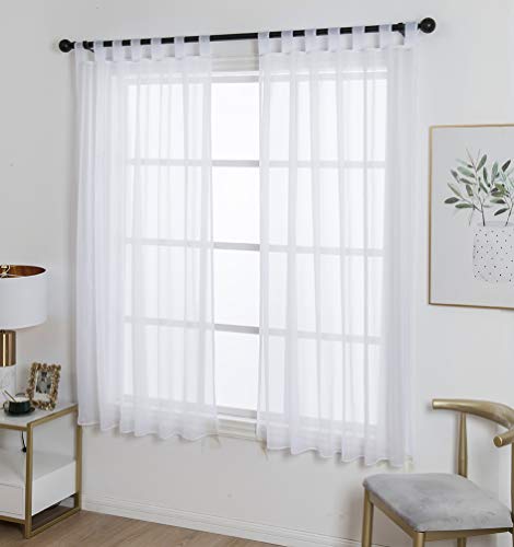 Zebrasmile 1 Panel Tab Top Sheer Drapery Window Treatment Curtain Sheer Curtain For Girls Room Sheer Drape Curtains Sheer Voile Curtains Drapery Sheers White 57(H) X55(W) In #TOP6