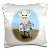 3dRose A new Sheriff in town. Cartoon old west sheriff with arrest warrant - Pillow Case, 16 by 16-inch (pc_201694_1)