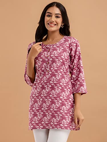 Image of feranoid Women Cotton Printed Straight Short Kurti