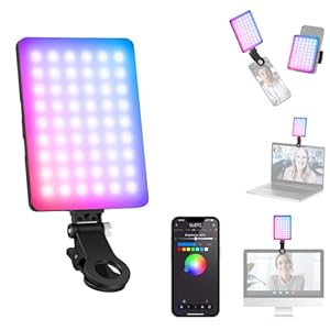 NEEWER VL67C RGB Selfie Light with APP Control, 94 LED CRI97 2000mAh Rechargeable, Cold Shoe Mount as Camera Light, Portable Front & Back Phone Clip for TikTok, Video Conference Light for Laptop