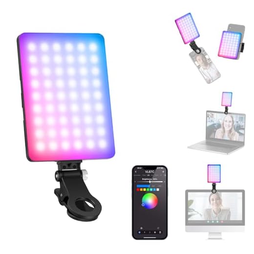 NEEWER VL67C RGB Luz Selfie con App Control, 94 LED CRI97 2000mAh Recargable, Cold Shoe Mount como Panel de Iluminación, Clip Portátil Delantero y Trasero Móvil para TikTok, Foco de Videoconferencia