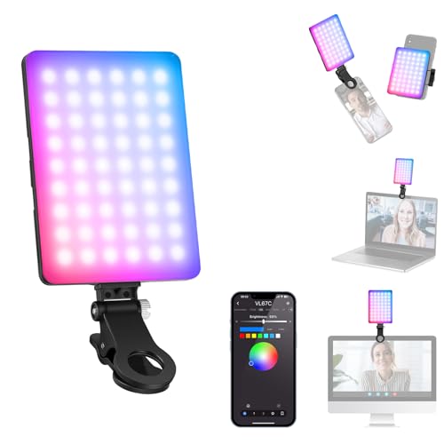 NEEWER VL67C RGB Selfie Light for iPhone, APP Control, 94 LED CRI97 2000mAh Rechargeable, Cold Shoe Mount as Camera Light, Portable Front&Back Phone Clip for TikTok, Video Conference Light for Laptop by NEEWER - Used condition - CA$37.97