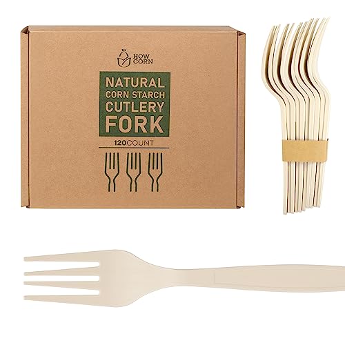 How Corn Biodegradable Forks - 120 Pack Disposable Cutlery Set