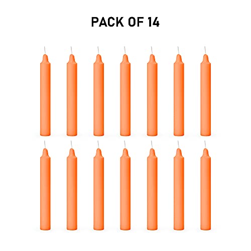 Image of AuraDecor Pack of 14 Stick Candles || Especially Meant for Healing, Chakras, Ritual Candles, Decoration, Lighting, Home Decor || Burning Time 3 to 4 Hours Each (Orange) ,Wax