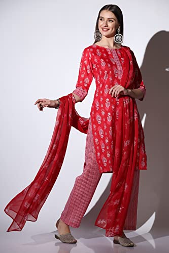 Image of GRECIILOOKS Women Kurta Set with Dupatta for Women | Kurti Set for Women | Festive Kurta Set for Women | Regular Fit Kurta