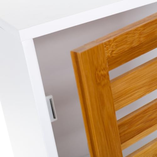 Miniatura 3 de Lolahome Armario De Baño De Pared Blanco Nórdico De Bambú De 53x30x18 Cm