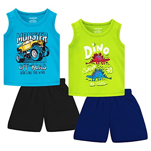 Image of Trampoline Boys Regular Fit T-Shirt and Shorts Set -Pack of 2