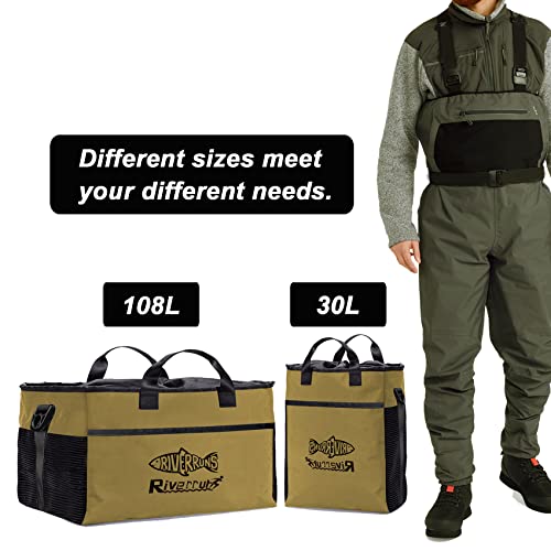 Riverruns Fishing Hunting Wader Bag With Vented Mesh, Waders Boots Bag, Fly Fishing Storage Bag For Fishing, Hiking, Camping (Medium, Khaki) #TOP6
