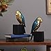 Kakizzy Book Ends Decorative, Parrot Bookends for Shelves, Animal Book Stopper Decorative, Retro Book Ends for Heavy Books, Bird Figurines Statues Indoor, Unique Book Lover Gift(Blue Parrot)