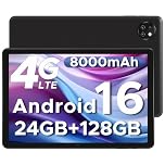 DOOGEE T10W 2026 Android 16 10" Tablet with SIM Card Slots, 8000mAh, 24GB+128GB/1TB TF, Android Tablets With High-Resolution Sound, Eye Protection, 3.5mm Headphone Jack, BT5.0/5G WiFi/OTG- Black