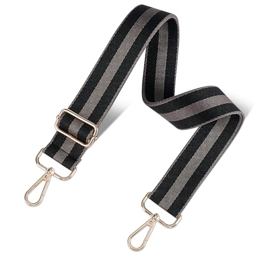 Image of chushui Wide Bag Strap Replacement Crossbody Shoulder Strap Adjustable, Classic Striped Preppy Vertical Stripe Woven with Gold Hardware 29-51 Inches for Purses Handbags Totes