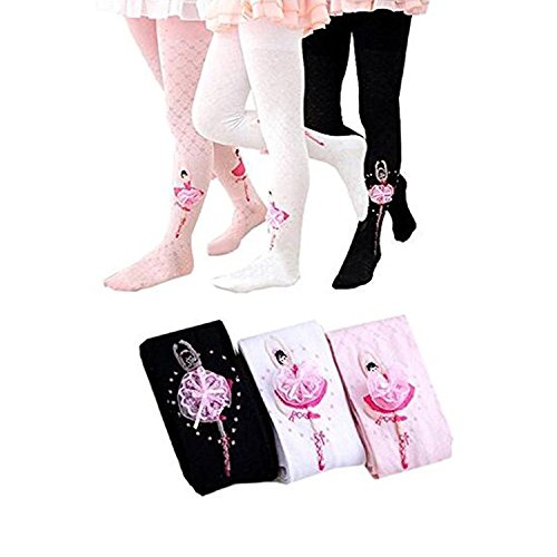 Sywwlov 3 Pack Girls Ballet Dance Tights Toddler Princess Cotton Legging Stocking Pants Socks2