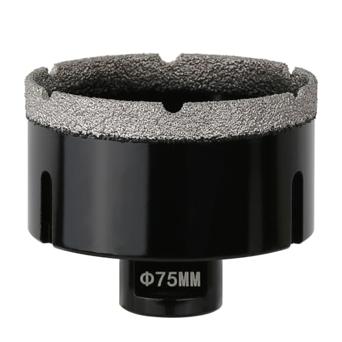 Vearter 75mm Dry Diamond Core Drill Bit, M14 Thread Connection Vacuum Brazed Masonry Hole Saw