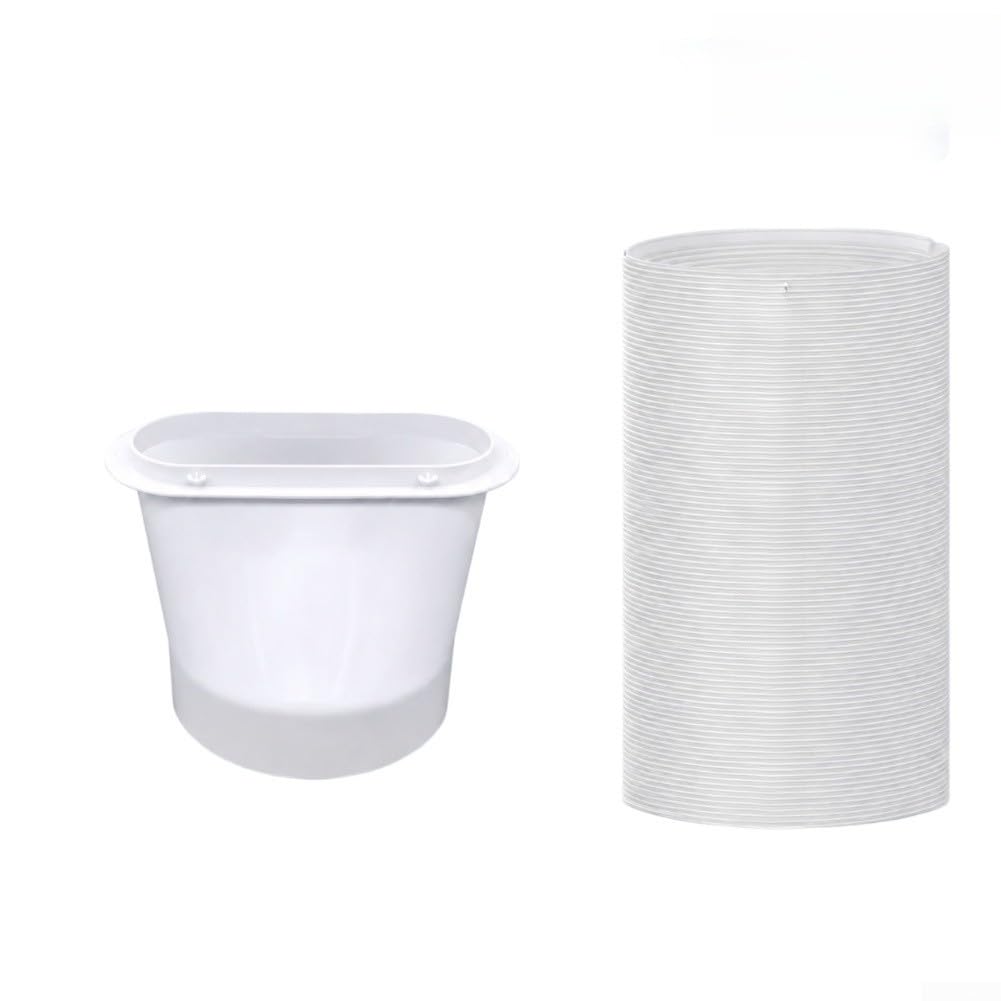 Juego de manguera de aire acondicionado de 5,9 pulgadas, para oficina y hogar, color blanco, 15 cm de diámetro, conector plano y rejilla de protección contra insectos de ABS para acondicionadores de