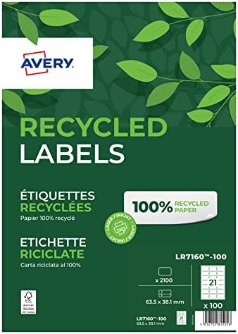 Avery Self Adhesive Recycled Address Mailing Labels, Laser Printers, 14