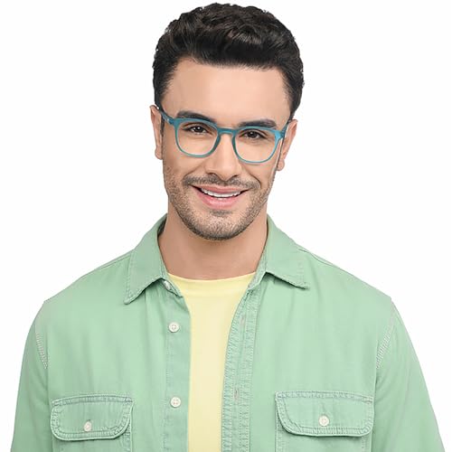 Image of HUSTLR Lenskart | Zero Power Bluecut & Antiglare Computer Eyeglasses | Full Rim Square Shape | As Seen On Shark Tank | For Men & Women | Medium | LB E14058-W