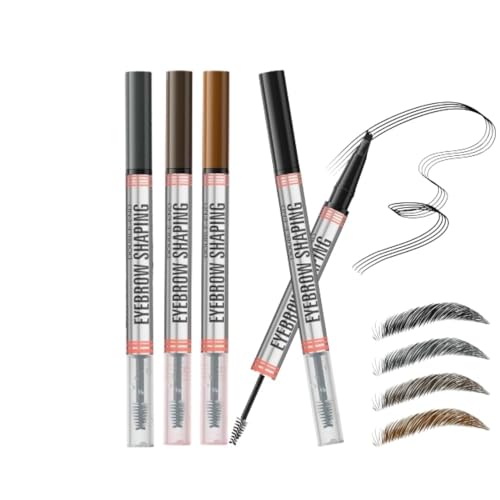 Image of 2-in-1 Eyebrow Pencil with Gel,2025 NEW Waterproof Magic Eyebrow Pencil,Dual-Ended 3D Microblading Eyebrow Pen with 4 Tip & Eyebrow Brush, Makeup Long-Lasting Eyebrow Pen for Women (4PCS)