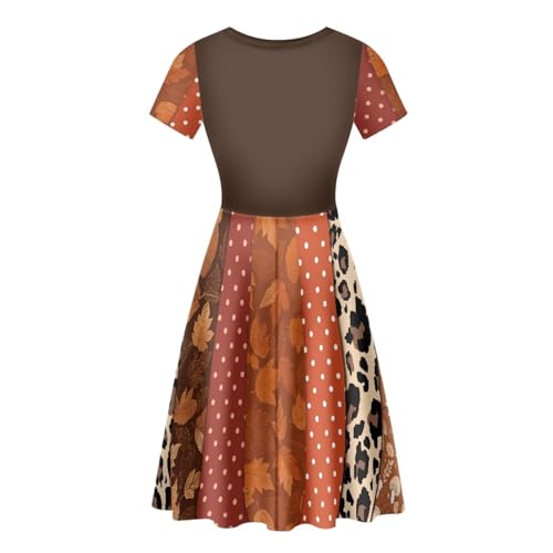 Image of Irisjudy T Shirt Dress for Women Short Sleeve Girls Short Sleeve Dress Plus Size, O Neck Knee Length Midi Dress for Ladies