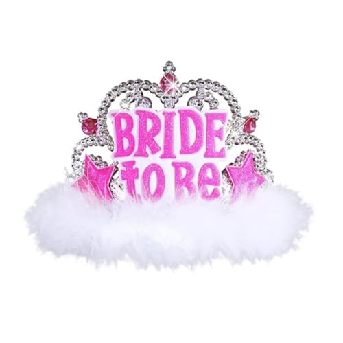 Bride To Be Tiara with White Marabou Accessory for Fancy Dress