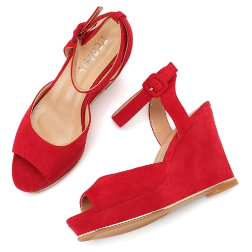 Image of Women's Dressy Platform Wedge Sandals Gold Wedges Peep Toe Patent High Heels Slingback Heeled Comfortable Ankle Strap Shoes