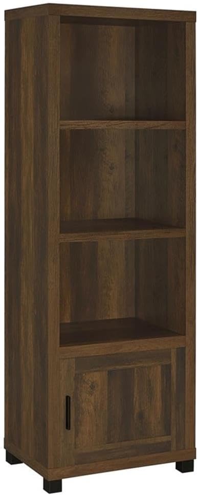 Pemberly Row 3-Piece Wood Entertainment Center, Dark Pine Finish, Includes TV Stand (21"H x 78.75"W x 15.5"D) and Media Towers (70.75"H x 23.5"W x 15.5"D), Adjustable Shelves, Glass Doors, Modern