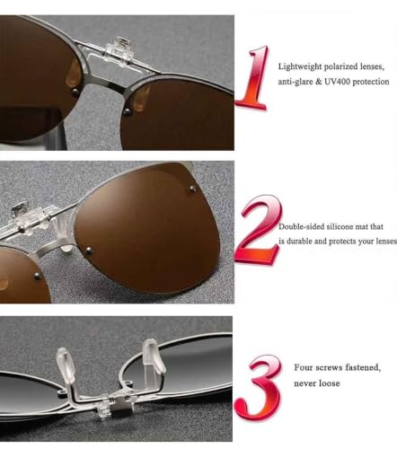 Image of Polarized Clip on Sunglasses over Prescription Glasses Anti-Glare UV Protection Cat Eye Flip up Clip-on Eyeglasses