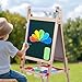 Double-Sided Wooden Art Easel for Kids & Toddlers,Height Adjustable Magnetic Dry Erase Board & Chalkboard with Paper Roll, All-in-One Standing Easel 1 Set