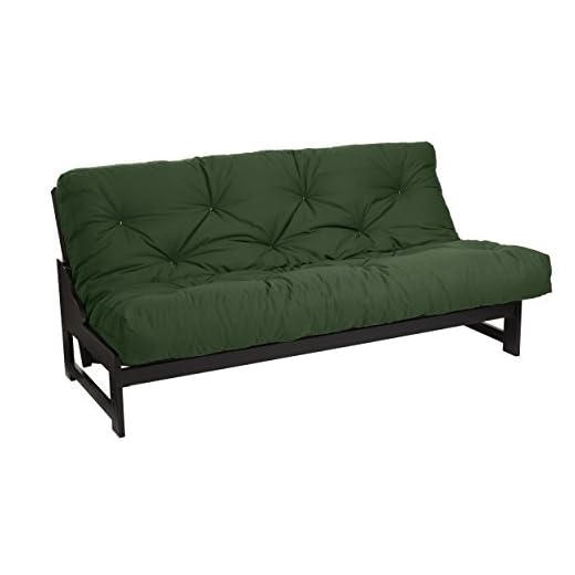 Mozaic Full Size 10-inch Cotton Twill Futon Mattress, Hunter Green