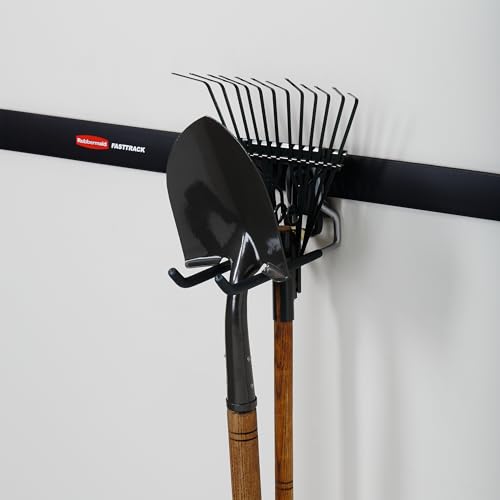 Image of Rubbermaid FastTrack Rail Garage Organization Multi-Purpose Hook 50 lbs Capacity SatinNickel Wall Mounted Storage System Direct Mount into FastTrack GarageRail for Home /Garage Organization (Pack of 2)