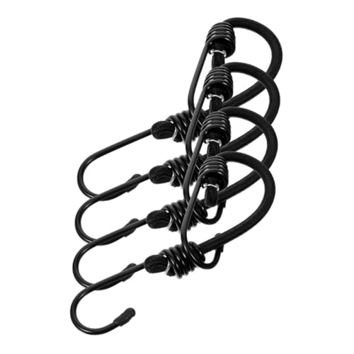 Cabilock 4pcs Heavy Duty Bungee Straps with Carabiner Hooks Elastic Tie Down Cords for Motorcycles Bicycles Luggage Rubber Bungee Cords for Camping and Outdoor Use