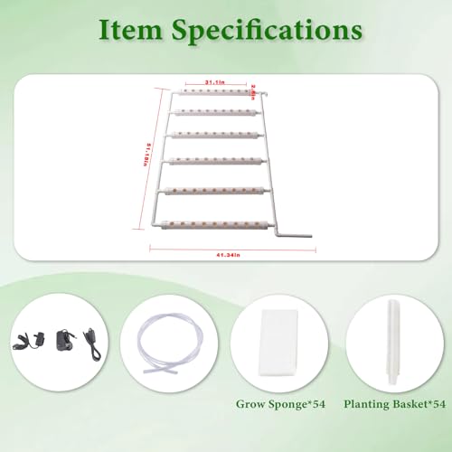 Sistema de cultivo hidropónico de 36 sitios, kit de plantación de tubos de PVC con bomba temporizadora, decoración de jardín interior y exterior para verduras de hoja verde, fácil montaje y uso