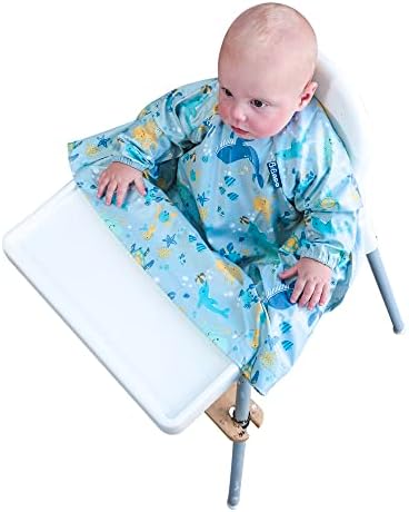 BIBaDO - Baby & Toddler Feeding Coverall Bibs, Baby Led Weaning Bib, Long Sleeve Bib, Easy to Clean Baby Bibs for Eating, Adjustable High Chair Catch All Sleeved Bibs, Designed for Home & Travel