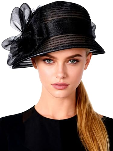 Sombrero Kentucky Fascinator con Velo y Flor para Mujer miniatura 2