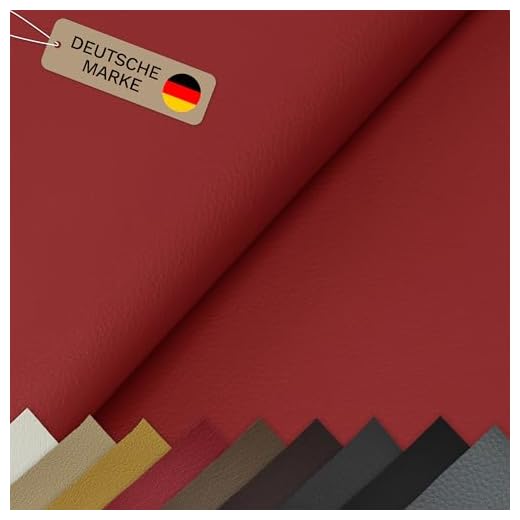 Lycce Kunstleder Meterware soft | 68.000 Scheuertouren | 1 lfm x 1,40 m breiter Polsterstoff für versch. DIY Projekte, als Möbelstoff & zur Reparatur | hohe Lichtechtheit | 430 g/m² (rot)