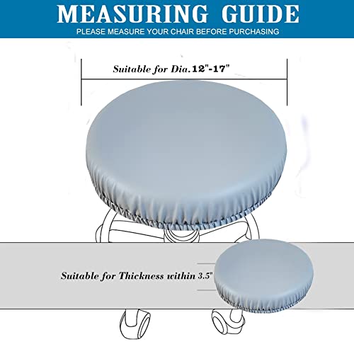 Stool Covers Round, Stretch Pu Round Bar Stool Covers Waterproof Bar Stool Seat Covers Bar Chair Covers Washable Stool Cushion Slipcover With Elastic Bands For 12-17 Inch Chair (4Pcs, Light Gray) #TOP5