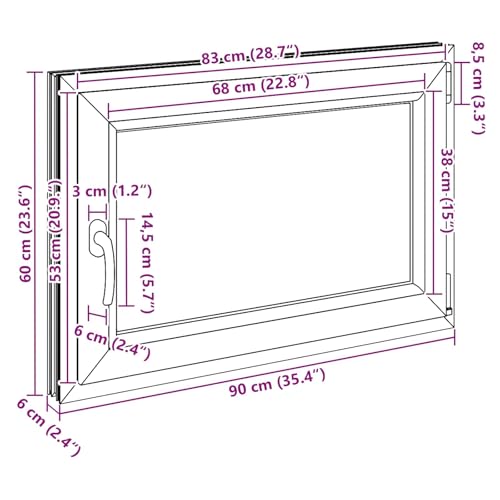 Fenêtre de sous-sol RISOR 90 x 60 cm en PVC et verre durable haute performance - 4