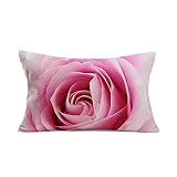 Xihomeli Pink Flower Throw Pillow Covers Beautiful Rose Flower Lumbar Pillows Decorative Throw Pillo