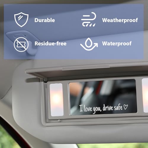Image of Wevdn 6 PCS I Love You Drive Safe Sticker, Funny Waterproof Car Rearview Mirror Decal with Heart, Self Affirmations Sticker with Drive Safe Letters for Car Window Bumper Women Gift (White)