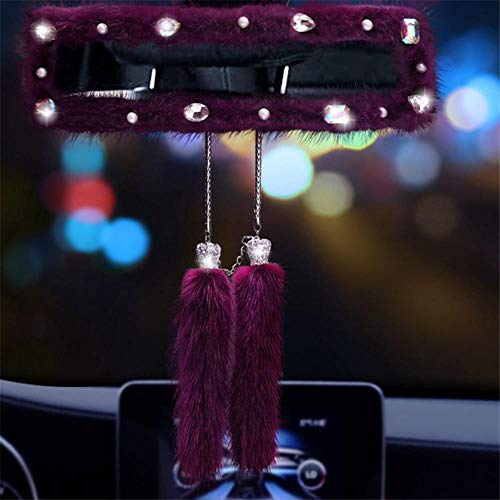 Preisvergleich Produktbild Luxus Lila Auto Rückspiegel Spiegel Charm Crystal Bling Hängende Verzierung Strass Kristall Diamant Tissue Box Charm Frauen, Spiegelabdeckung Anhänger
