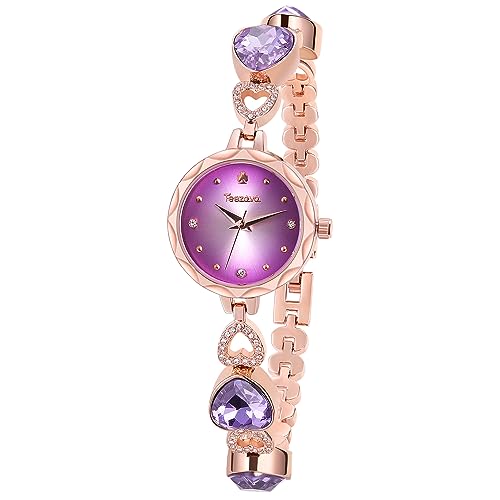 ManChDa Womens Wrist Watch Crystal Case Mesh Stainless Steel Band Bling Ladies Watches Analog Quartz Diamond Classic Fashion Romantic+ Jewelry Cuff Bracelet Set Slim Thin Casual Glitter Dress Watches,