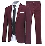 Men's 2 Piece Classic Fit Suit Set 1 Button Casual Slim Prom Dress Suits Business Solid Color Tuxedo...