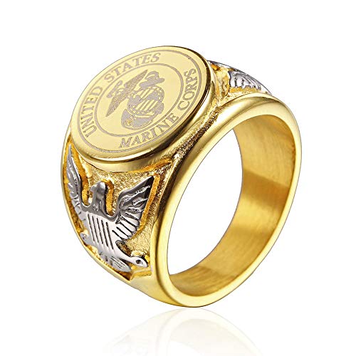 US Marine Corps Titanium Gold Ring