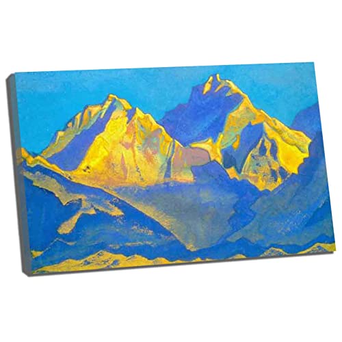 Nicholas Roerich《Cielo sopra la testa 》Stampe e Quadri su Tela Tela Decorativa Per Soggiorno o Stanza da letto Pronto Da Appendere Su Una Spessa Cornice Di Legno（40x60cm）16x24inch,Cornice